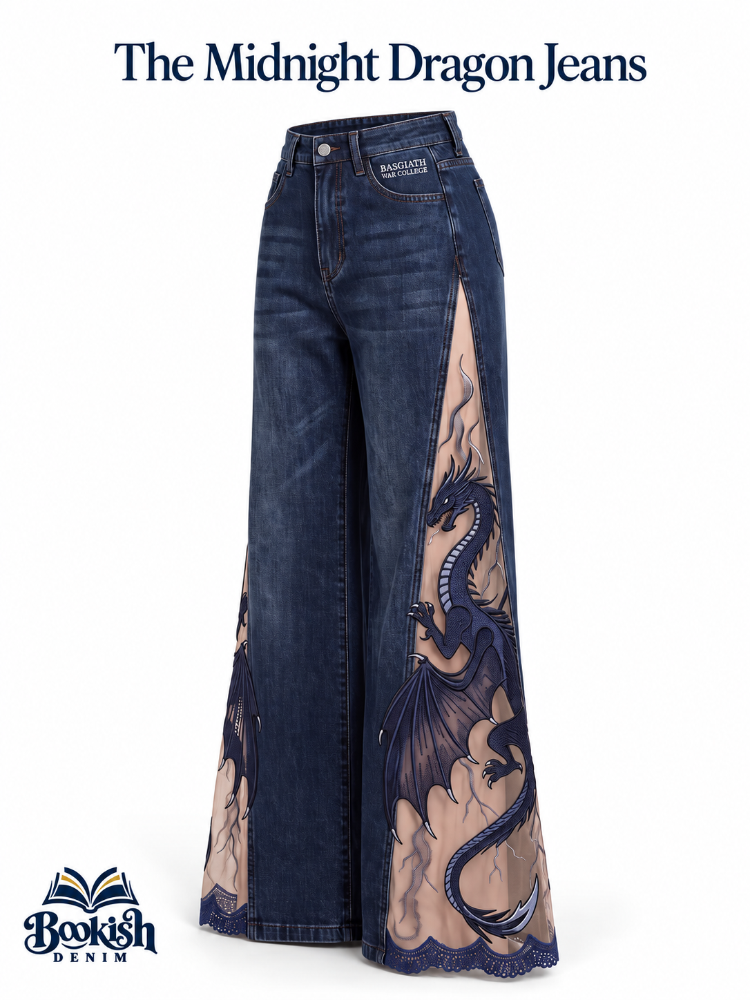 BookishDenim Lace-Slit Jeans