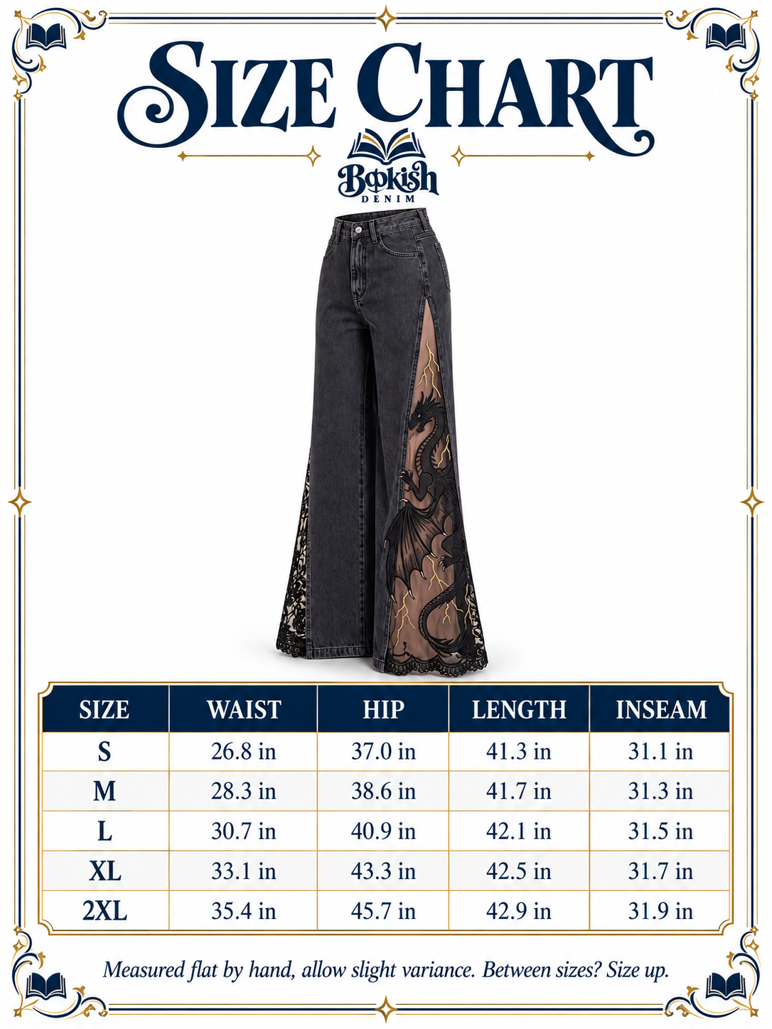 BookishDenim Lace-Slit Jeans